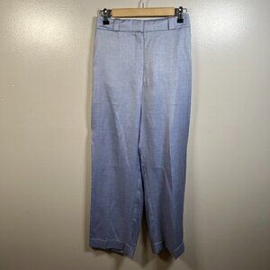 Theory Straight Cuff Pants Size 4 Sky Light Blue Work Career Business Silk Blend